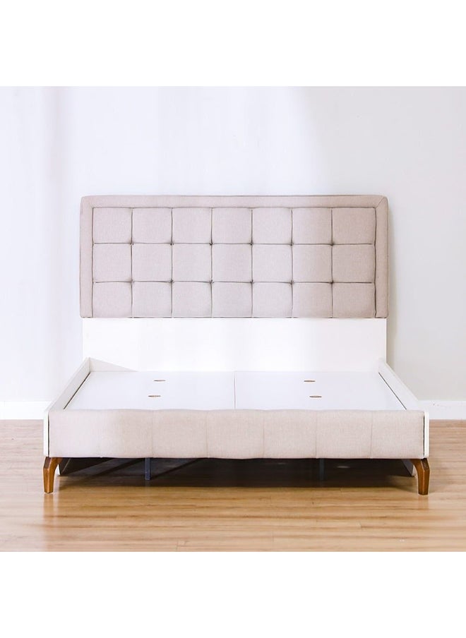 DANUBE HOME V2 Gordion Queen Bed Strong and Sturdy Modern Design Wooden Double Bed Furniture Quiet And Comfortable Bed Frame L160xW208.6xH118 Cm Light Cream  - Image 2