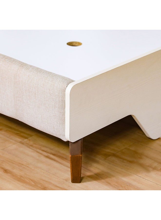 DANUBE HOME V2 Gordion Queen Bed Strong and Sturdy Modern Design Wooden Double Bed Furniture Quiet And Comfortable Bed Frame L160xW208.6xH118 Cm Light Cream  - Image 4