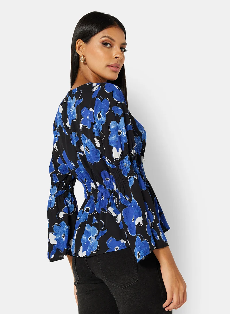 جاكلين دي يونج Recycled Shirred Floral Peplum Top