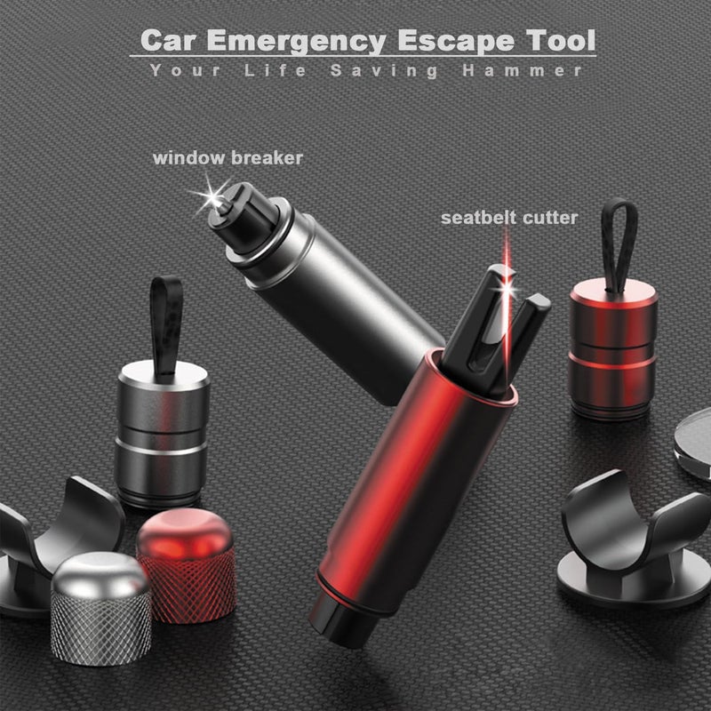 ACEBON 2-in-1 Emergency Car Escape Tool - Spring-Loaded Window Breaker & Seatbelt Cutter, Compact Lifesaver for Families, Portable Keychain Design (2 * Silver) - Image 2
