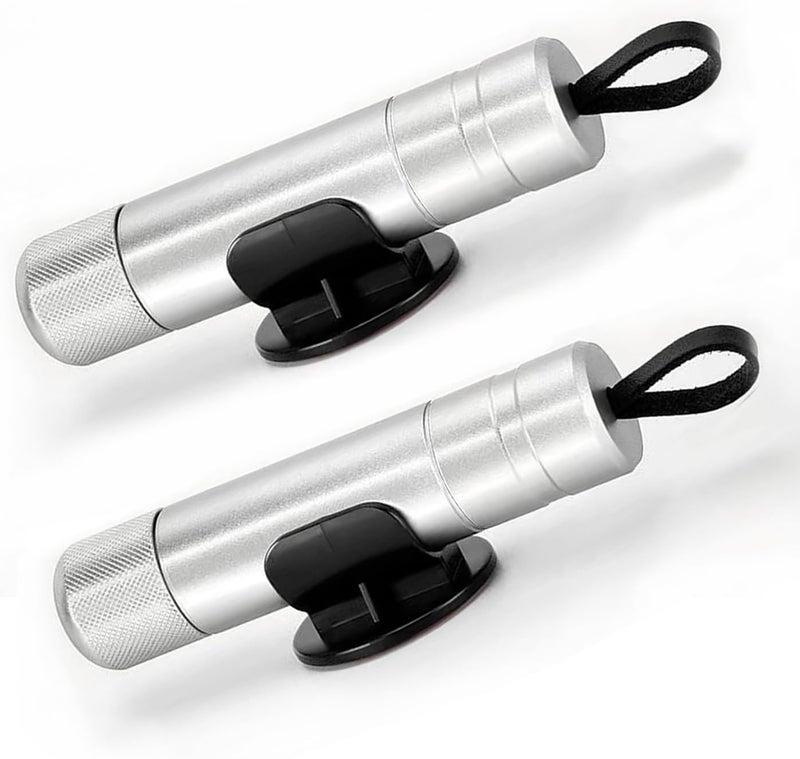 ACEBON 2-in-1 Emergency Car Escape Tool - Spring-Loaded Window Breaker & Seatbelt Cutter, Compact Lifesaver for Families, Portable Keychain Design (2 * Silver) - Image 1