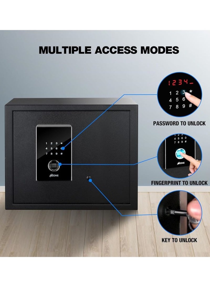 أوزون سافيلو بيو 1، خزانة آمنة للمنزل سعة 40 لتر | مكتب | الوصول إلى رمز PIN للمستخدم | نظام القفل الإلكتروني | البيومترية، قفل بصمة الإصبع | (أسود) | بواسطة الأوزون الهند - Image 5