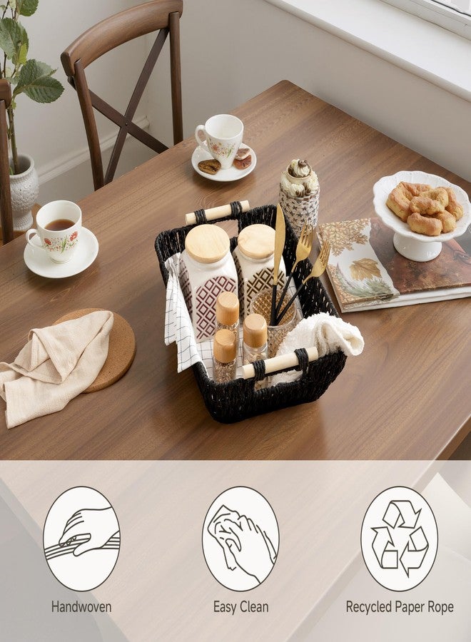 StorageWorks Large Wicker Storage Basket for Organizing with Wooden Handles, Toilet Paper Baskets for Shelf, Black, 2-Pack - Image 5