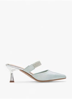 Flora Bella By Shoexpress Womens Embellished Pointed Toe Mules With Flared Heels Ramadan Collection  - Image 3