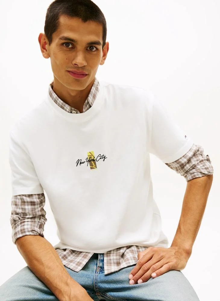 TOMMY JEANS  Signature Logo Embroidery Crew Neck T-Shirt for Men | Best Price UAE