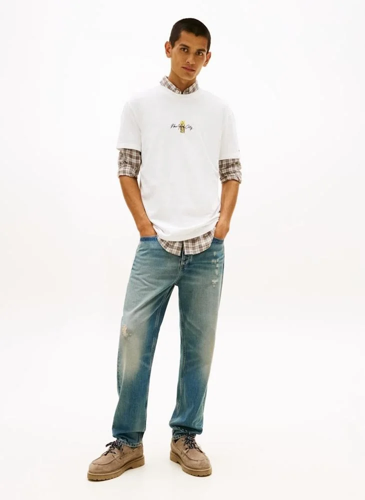 TOMMY JEANS  Signature Logo Embroidery Crew Neck T-Shirt for Men | Best Price UAE