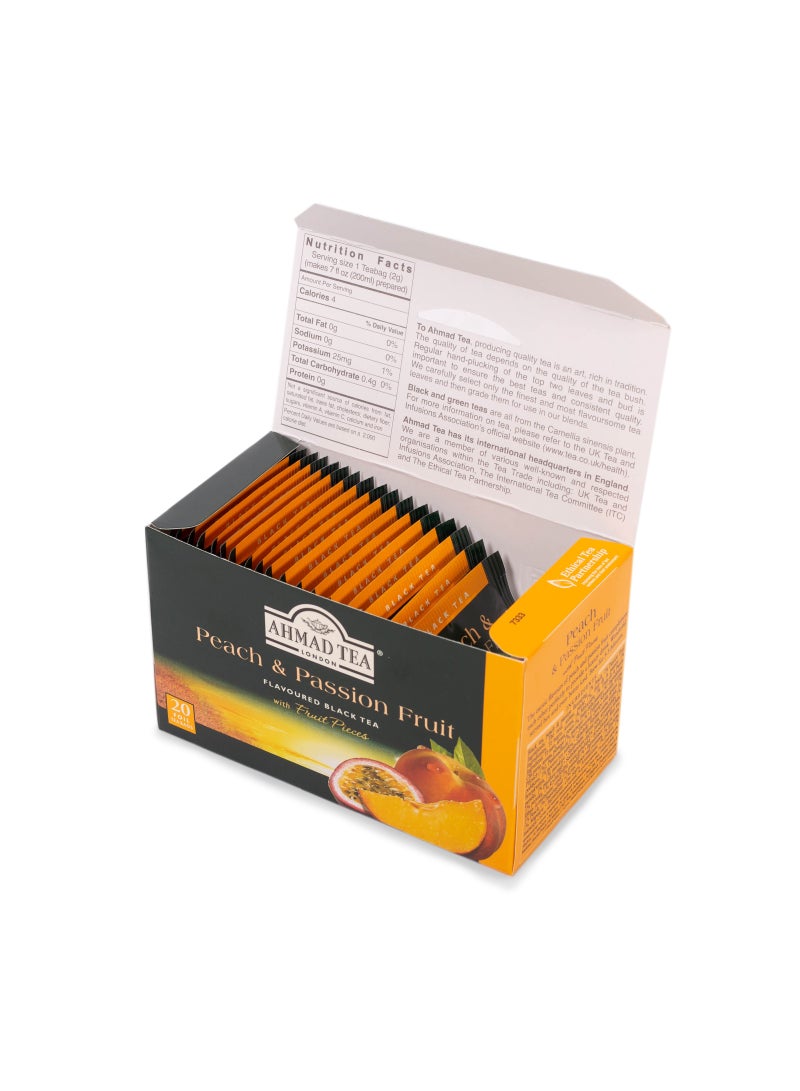 Ahmad Tea Peach And Passion Fruit Flavoured Black Tea 20 Teabags (40g) - Image 3