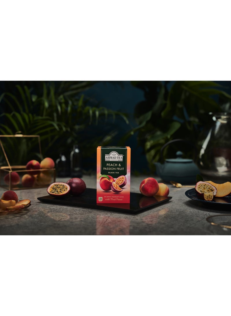 Ahmad Tea Peach And Passion Fruit Flavoured Black Tea 20 Teabags (40g) - Image 5