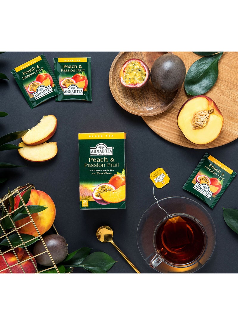 Ahmad Tea Peach And Passion Fruit Flavoured Black Tea 20 Teabags (40g) - Image 4