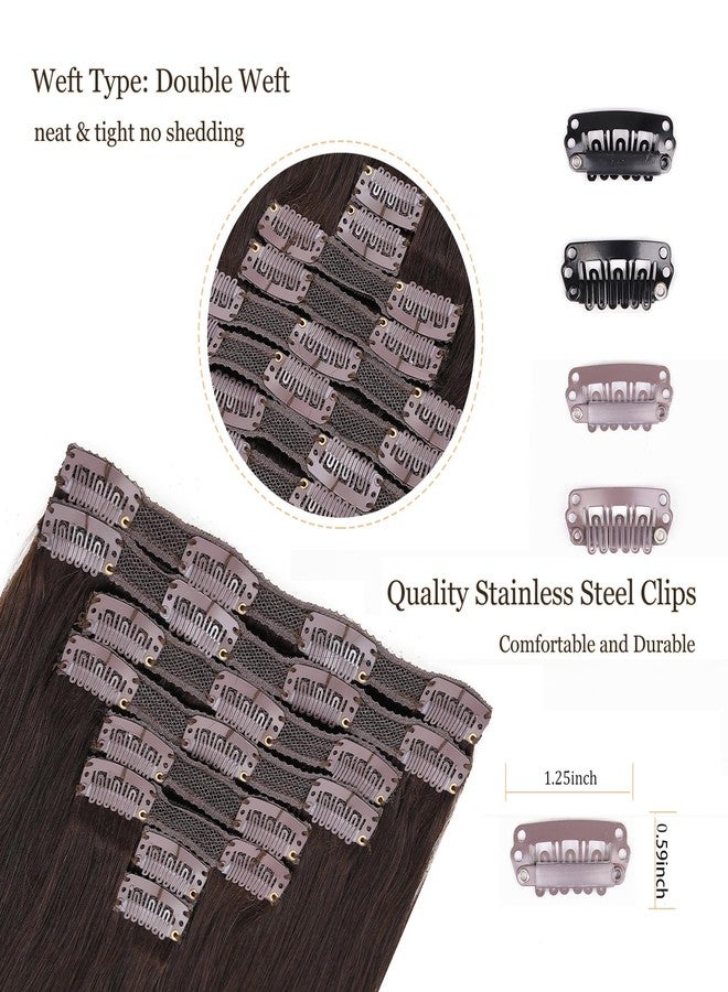 JIAMEISI Clip In Human Hair Extensions for Women,Double Weft 16Inch 120g Straight Remy Hair Extensions #2 Dark Brown 8pcs 20Clips - Image 4