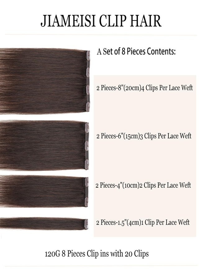 JIAMEISI Clip In Human Hair Extensions for Women,Double Weft 16Inch 120g Straight Remy Hair Extensions #2 Dark Brown 8pcs 20Clips - Image 3