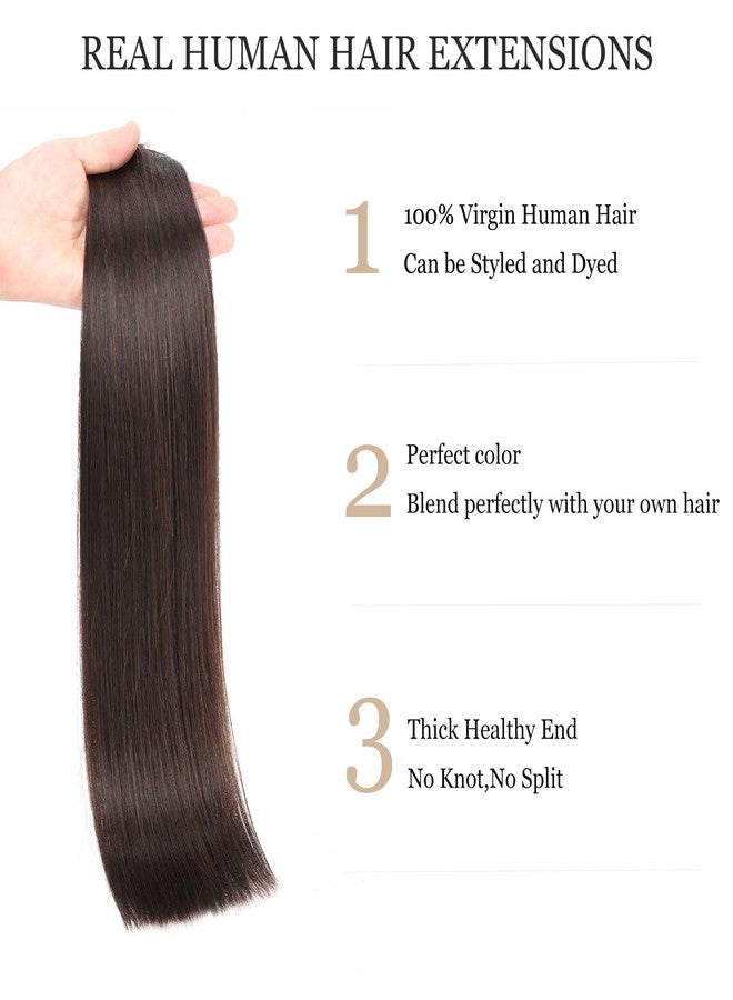 JIAMEISI Clip In Human Hair Extensions for Women,Double Weft 16Inch 120g Straight Remy Hair Extensions #2 Dark Brown 8pcs 20Clips - Image 2