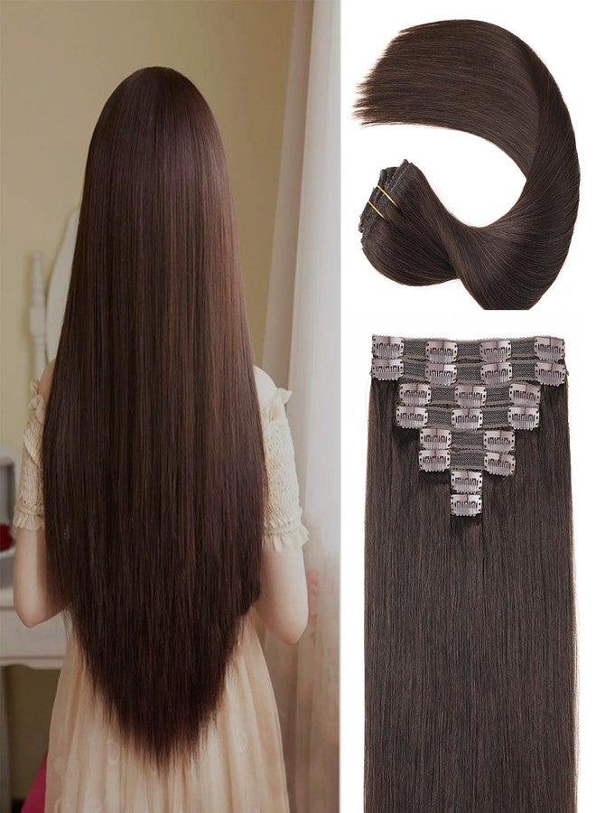 JIAMEISI Clip In Human Hair Extensions for Women,Double Weft 16Inch 120g Straight Remy Hair Extensions #2 Dark Brown 8pcs 20Clips - Image 1