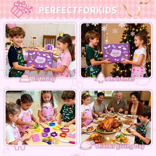 Lumiparty Kids Cooking and Baking Chef Set Apron Chef Hat Accessories Complete Cooking Set Dress Up Pretend Play Career Role Play Costume Toys Thanksgiving for Boys Girls - Image 5
