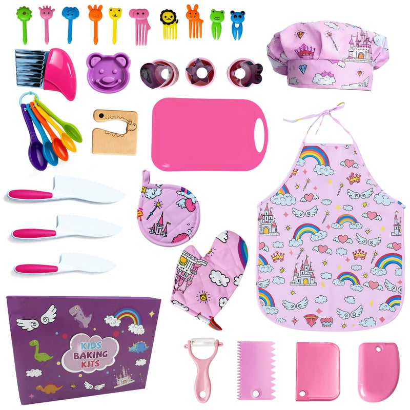 Lumiparty Kids Cooking and Baking Chef Set Apron Chef Hat Accessories Complete Cooking Set Dress Up Pretend Play Career Role Play Costume Toys Thanksgiving for Boys Girls - Image 3