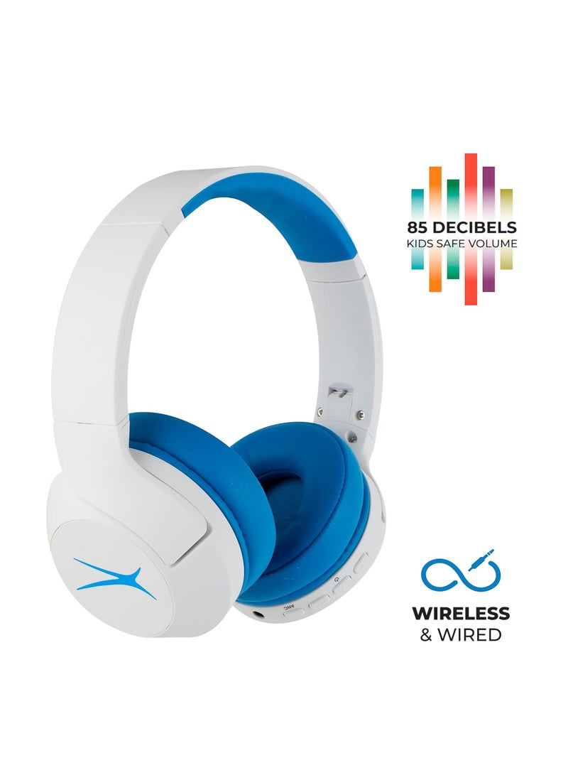 Kid Safe Noise Cancelling Wireless Headphones 30 Hours Play Time, 85dB Volume Limit, Foldable Design, Powerful Sound, Active Noise Cancellation, Splash resistant IPX4, Blue