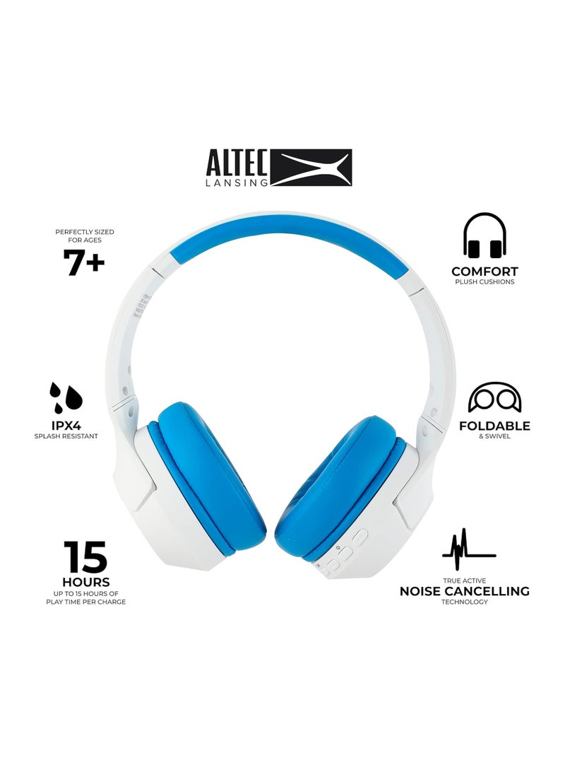 Altec Lansing Kid Safe Noise Cancelling Wireless Headphones 30 Hours Play Time, 85dB Volume Limit, Foldable Design, Powerful Sound, Active Noise Cancellation, Splash resistant IPX4, Blue  - Image 2