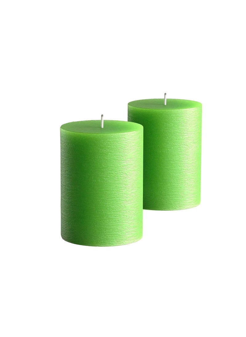 atorakushon atorakushon® Smokeless and Dripless Scented Pillar Candles for Decoration Wedding Housewarming Gift Non-Toxic Ultra Clean Burn (Set of 2 Green)  - Image 1