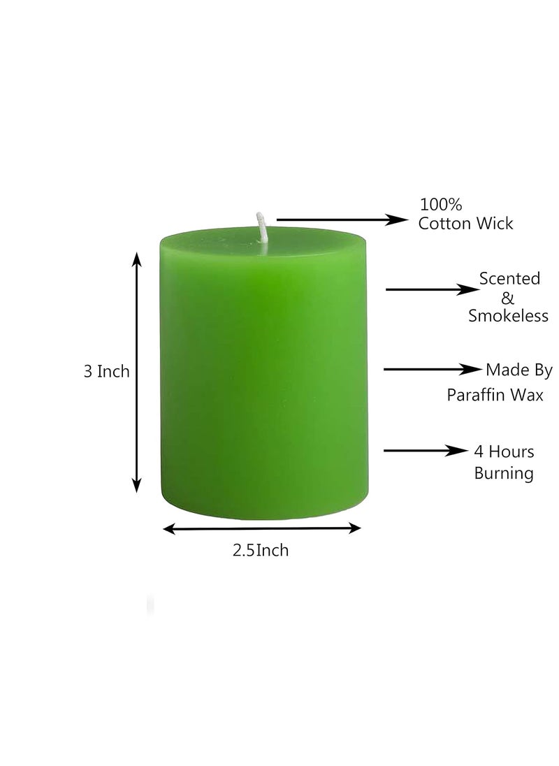 atorakushon atorakushon® Smokeless and Dripless Scented Pillar Candles for Decoration Wedding Housewarming Gift Non-Toxic Ultra Clean Burn (Set of 2 Green)  - Image 2