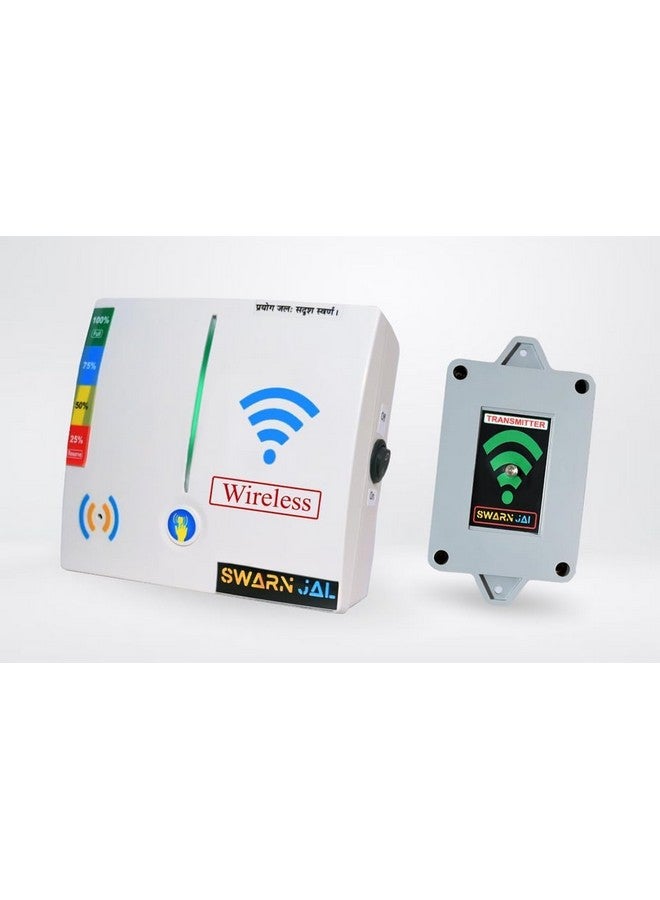 Swarn Jal (Model: WL-A-RA10F) Wireless Water Level Indicator with Overflow & Empty Alarm, 4 Levels, Long Range up to 10 Floors/ 2 km, Brass Sensors, (Patented Technology) - Image 1