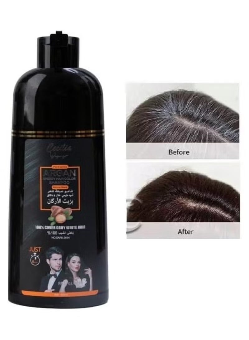 سيسيليا شامبو صبغه للشعر بزيت الارجان اسود طبيعي 420 مل - Image 2