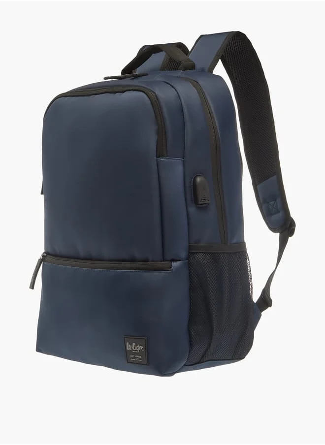 لي كوبر Mens Solid Backpack With Adjustable Strap And Zip Closure