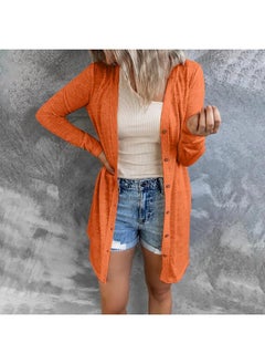 Generic 202 Autumn And Winter Europe And The United States New Women's Long Button Solid Color Casual Long Sleeve Cardigan Women 