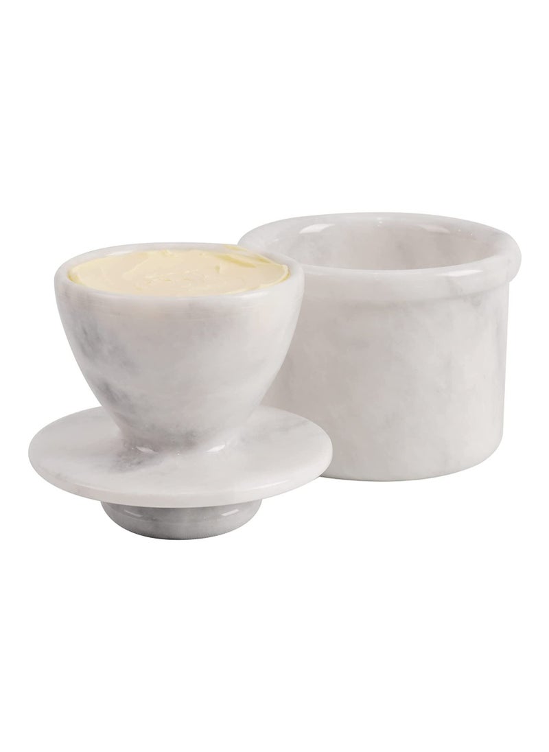 RADICALn Butter Dish Cover Pot White Handmade Marble Kitchen Storage Crock  - Image 1