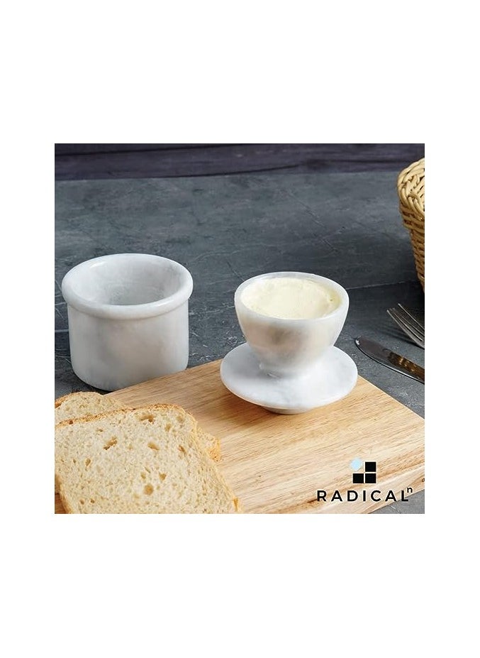 RADICALn Butter Dish Cover Pot White Handmade Marble Kitchen Storage Crock  - Image 2