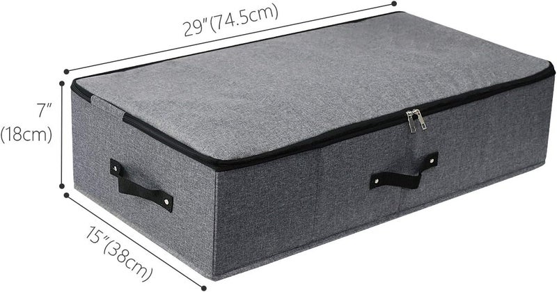 Omygarden Foldable Under Bed Storage Box with Plastic Support Liner, 6 Handles, Zipper Lid, Blankets Clothes Comforters Storage Bin Organizer for Bedroom and Closet, 90×42×18cm, Black Grey, 2PCS - Image 2