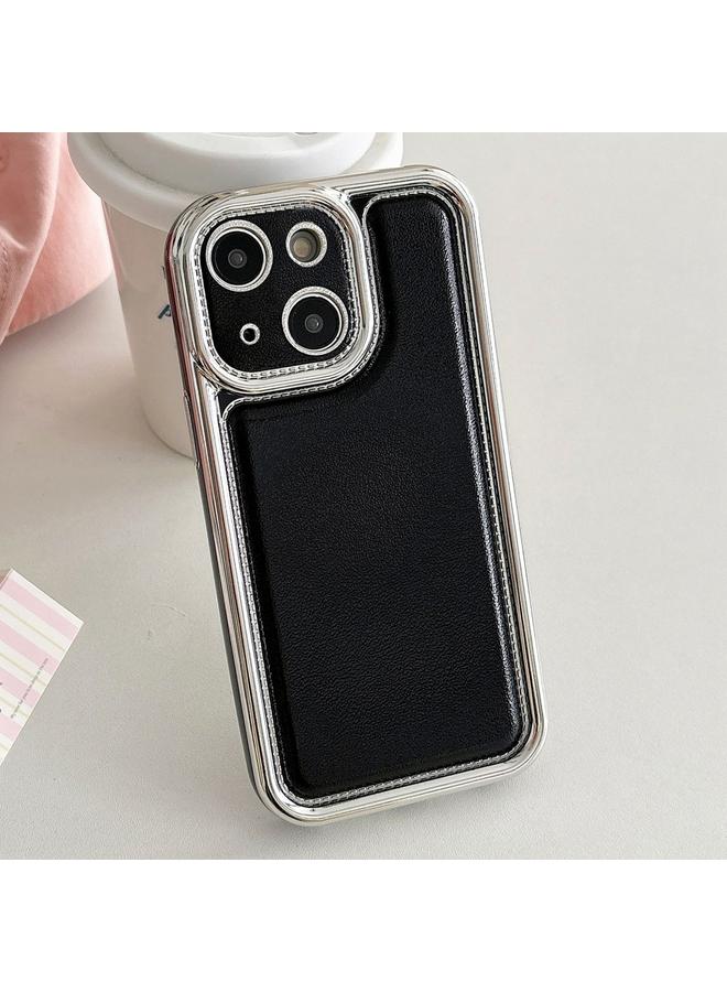 S-TOP Case For iPhone 15 Electroplated Edge Frosted Leather TPU Phone Case - Image 1