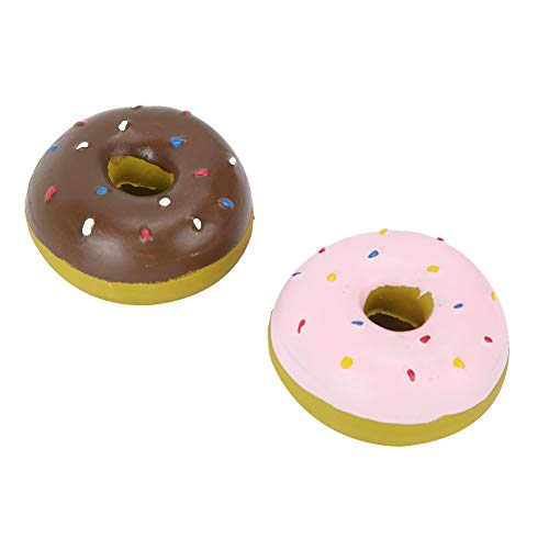 Tbest Squeakly Donut Dog ToyLatex Hundespielzeug Donut DogDonut Squeaky Dog Toy2Pcs Latex Pet Doughnut Shape Sounding Teeth Cleaning Chewing Biting Interactive Training Toy for Dogs - Image 1