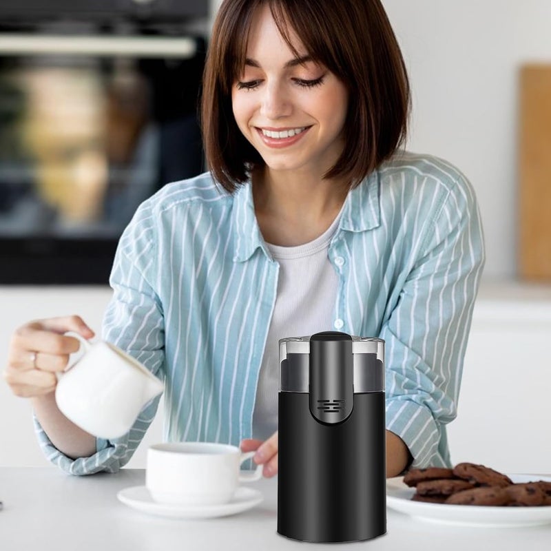 Coffee Grinder - Electric Stainless Steel Coffee Mill, Adjustable Grinding, Includes Cleaning Brush, High Speed Grinding Tool for Home, Kitchen, Cafe, Cold Brew, Travel, 9.2x9.2x17.2cm - Image 3