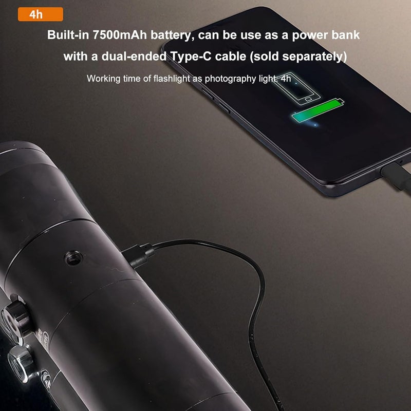 PUSOKEI RGB Photography Flashlight, 4 Color Modes, 20 Projection Slides, 7500mAh Rechargeable, Adjustable Beam Control, Portable LED Video for Recording Studio Lighting - Image 4