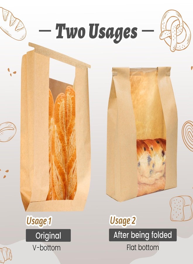 NPLUX 50 Pack Sourdough Bread Bags for Homemade Bread with Tin Tie Tab Lock Bakery Bags with Window kraft Bag for Toast Sandwich Cookie Snacks Packaging Storage and Gifting(8.27x13.6x3.54In) - Image 4