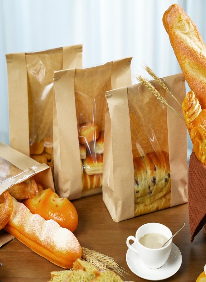 NPLUX 50 Pack Sourdough Bread Bags for Homemade Bread with Tin Tie Tab Lock Bakery Bags with Window kraft Bag for Toast Sandwich Cookie Snacks Packaging Storage and Gifting(8.27x13.6x3.54In) - Image 2