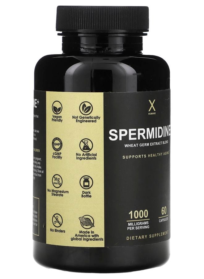 HUMANX Spermidine+ Wheat Germ Extract Blend 1000 mg 60 Capsules (500 mg per Capsule) - Image 2