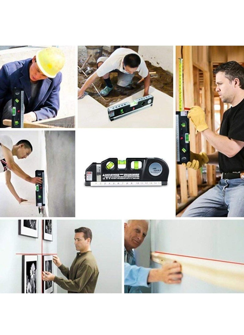 Laser Level Measure Tools 4 In 1 Multipurpose Standard Metric Laser Level Rulers Tools