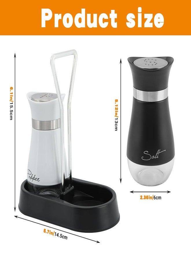 Loyanger Salt and Pepper Shakers Set with Holder, 4 oz Bottom Salt Shaker with Stainless Steel Lid, Refillable Pepper Shaker Seasoning Cans for Kitchen Cooking Home BBQ Rv Camp(SIZE:4 oz) - Image 2