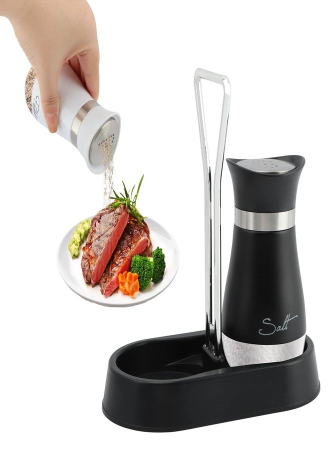 Loyanger Salt and Pepper Shakers Set with Holder, 4 oz Bottom Salt Shaker with Stainless Steel Lid, Refillable Pepper Shaker Seasoning Cans for Kitchen Cooking Home BBQ Rv Camp(SIZE:4 oz) - Image 3