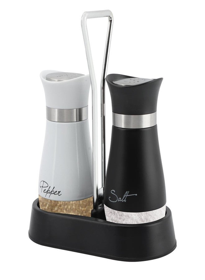 Loyanger Salt and Pepper Shakers Set with Holder, 4 oz Bottom Salt Shaker with Stainless Steel Lid, Refillable Pepper Shaker Seasoning Cans for Kitchen Cooking Home BBQ Rv Camp(SIZE:4 oz) - Image 1