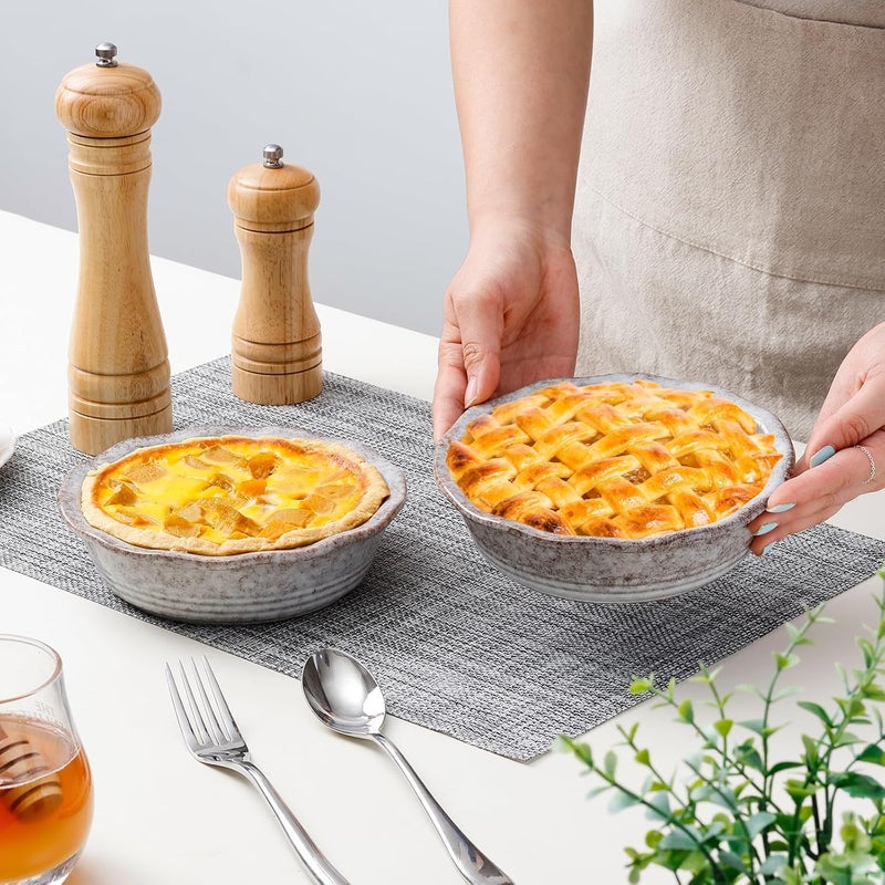 NUTRIUPS Small Pie Pans Set of 2, 6.5 Inch Ceramic Mini Pot Pie Baking Dishes, Oven Safe (6.5in, Grey, 2PCS) - Image 3