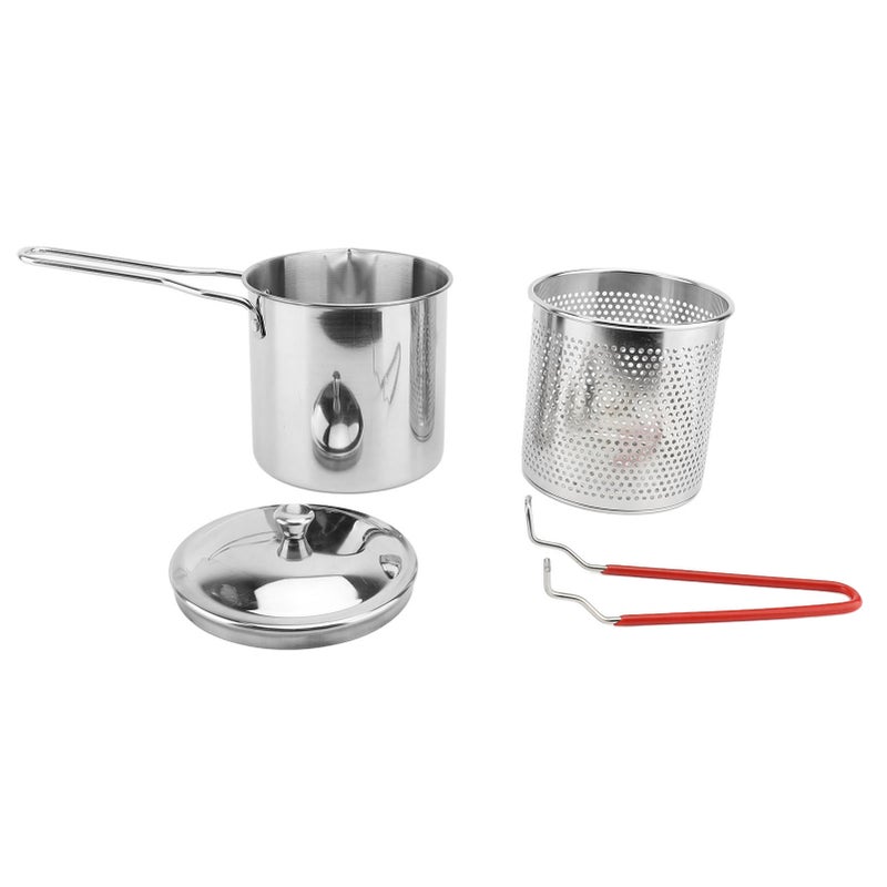 Deep Fryer Pot Small Stainless Steel Deep Frying Pot with Strainer Basket Lid Milk Pan Food Cooking Pot for Kitchen French Fries Shrimp Chicken - Image 1