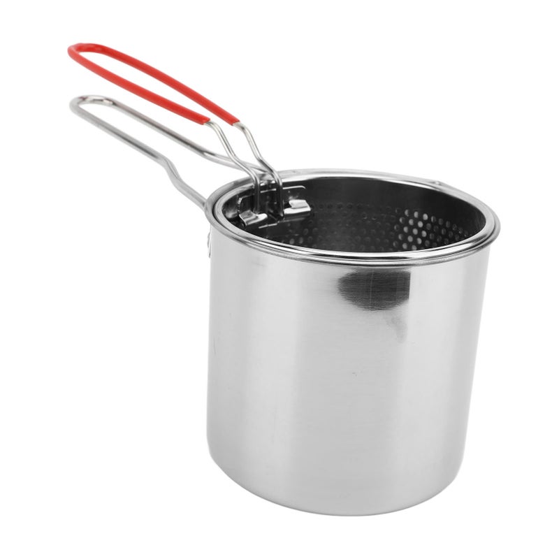 Deep Fryer Pot Small Stainless Steel Deep Frying Pot with Strainer Basket Lid Milk Pan Food Cooking Pot for Kitchen French Fries Shrimp Chicken - Image 2