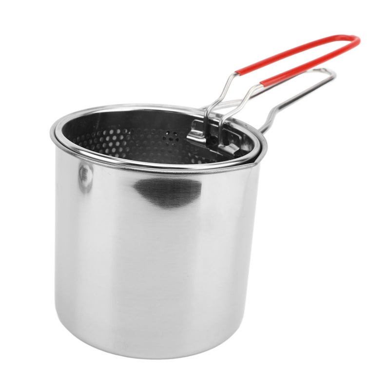 Deep Fryer Pot Small Stainless Steel Deep Frying Pot with Strainer Basket Lid Milk Pan Food Cooking Pot for Kitchen French Fries Shrimp Chicken - Image 3
