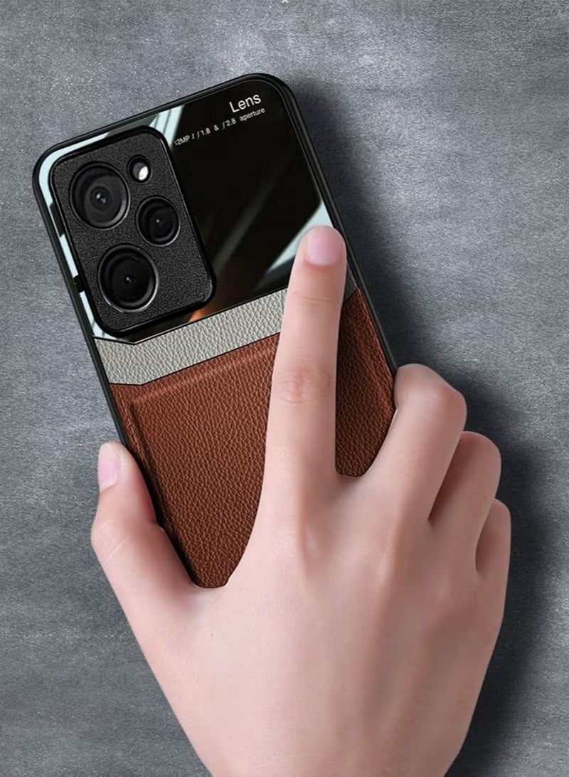 Delicate PC Leather Case for Xiaomi POCO X5 Pro/Redmi Note 12 Pro Anti-collision Anti-fall Anti-fingerprint Mobile Phone Case Simple Fashion Phone Case Eye Protection Leather Phone Case - Image 4