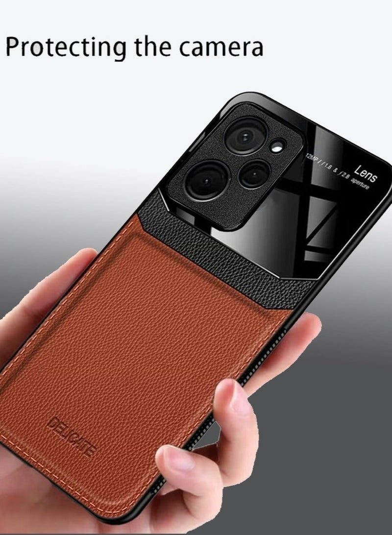 Delicate PC Leather Case for Xiaomi POCO X5 Pro/Redmi Note 12 Pro Anti-collision Anti-fall Anti-fingerprint Mobile Phone Case Simple Fashion Phone Case Eye Protection Leather Phone Case - Image 2