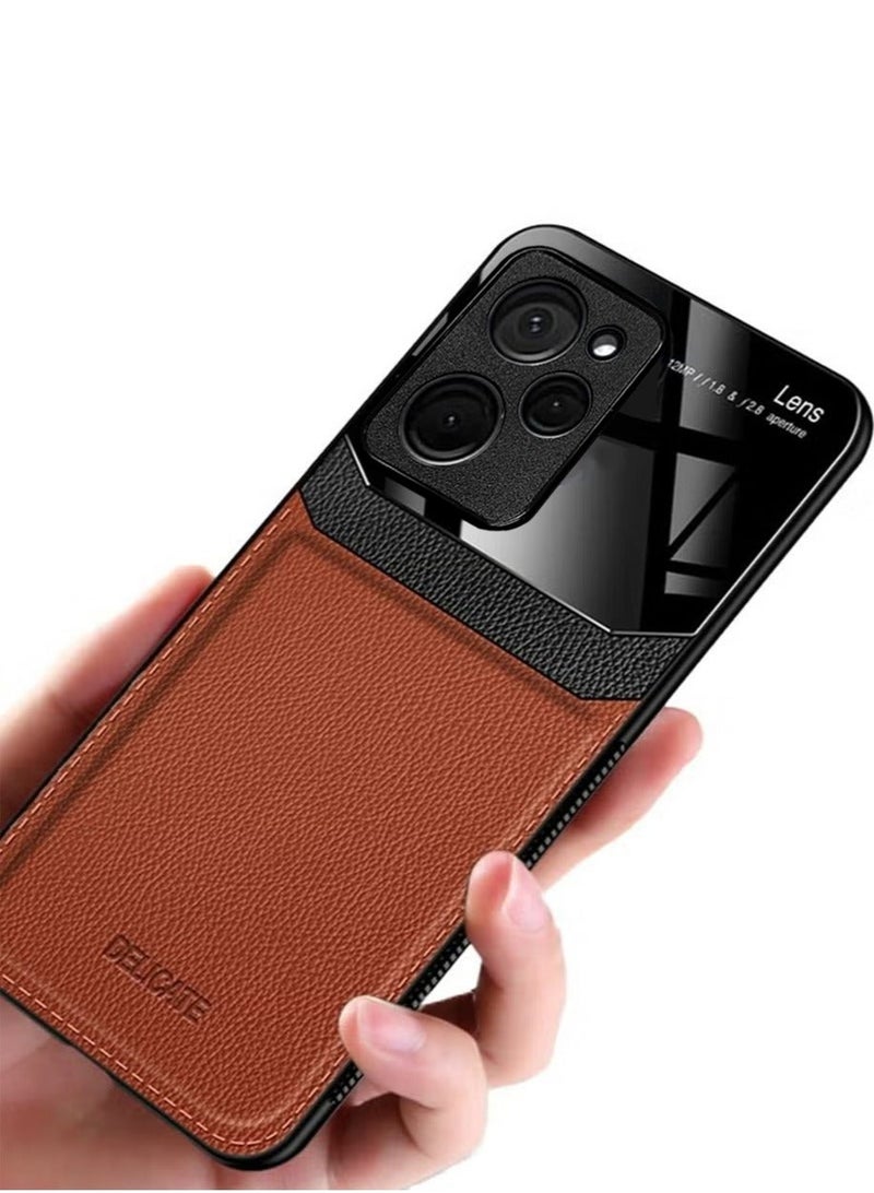 Delicate PC Leather Case for Xiaomi POCO X5 Pro/Redmi Note 12 Pro Anti-collision Anti-fall Anti-fingerprint Mobile Phone Case Simple Fashion Phone Case Eye Protection Leather Phone Case - Image 1