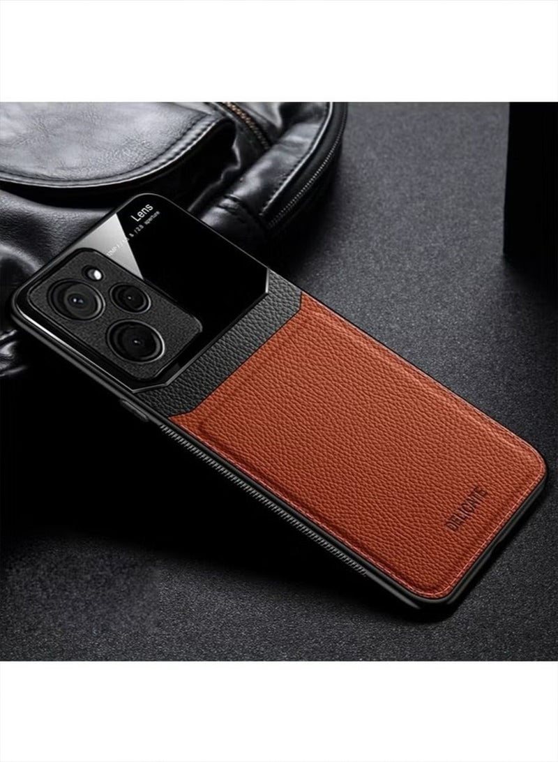 Delicate PC Leather Case for Xiaomi POCO X5 Pro/Redmi Note 12 Pro Anti-collision Anti-fall Anti-fingerprint Mobile Phone Case Simple Fashion Phone Case Eye Protection Leather Phone Case - Image 5