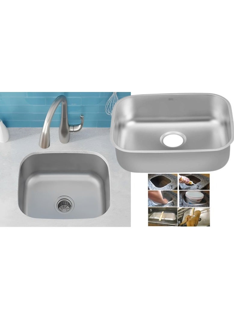 Shams Jumbo kitchen sink 1mm size 60/45cm with drain - Image 5